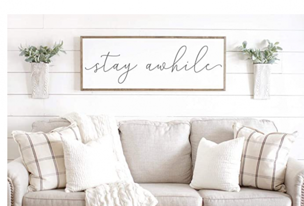 Tamengi Stay Awhile Sign | Stay Awhile Wood Sign | Living Room Signs | Living Room Wall Decor | Entryway Wood Sign | Wooden Signs | Signs for Home 8