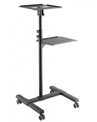 TechOrbits Mobile Projector Stand – Rolling Height Adjustable Laptop and Projector Cart On Wheels – Black Presentation Trolley