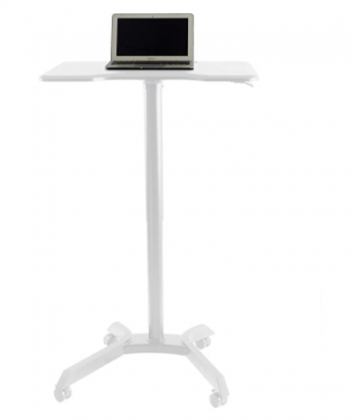 TechOrbits Mobile Standing Desk Computer Cart Laptop Trolley Stand Media Podium and Presentation cart Height Adjustable for Sitting or Standing White