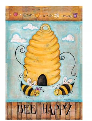 Toland Home Garden Bee Happy 12.5 x 18 Inch Decorative Cute Buzzing Bees Hive Garden Flag