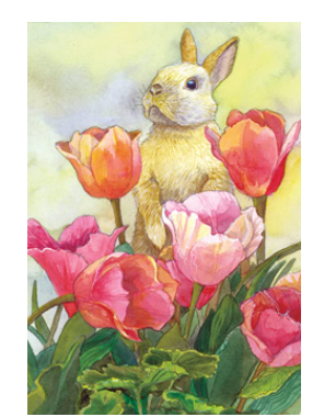 Toland Home Garden Bunny Tulip 28 x 40 Inch Decorative Spring Easter Cute Rabbit Flower House Flag