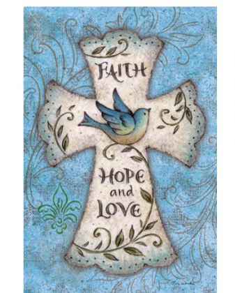 Toland Home Garden Hope and Love 12.5 x 18 Inch Decorative Blue Bird Religious Cross Easter Faith Garden Flag