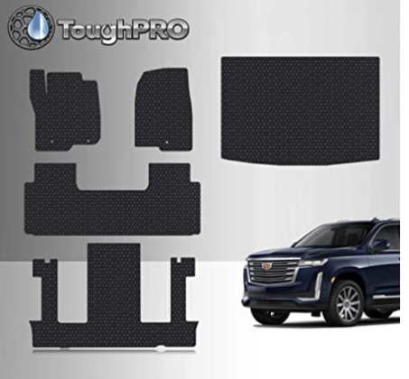 TOUGHPRO Floor Mat Accessories Set + 3rd Row + Cargo Compatible with Cadillac Escalade ESV - 2nd Row Bucket Seating - All Weather - Heavy Duty - (Made
