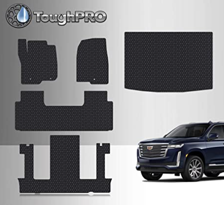 TOUGHPRO Floor Mat Accessories Set + 3rd Row + Cargo Compatible with Cadillac Escalade ESV - 2nd Row Bucket Seating - All Weather - Heavy Duty - (Made