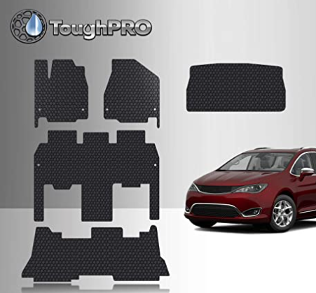 TOUGHPRO Floor Mat Accessories Set Floor Mats + 3rd Row + Cargo Compatible with Chrysler Pacifica Hybrid - Limited Trim - All Weather - Heavy Duty - B