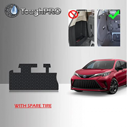 TOUGHPRO Storage Mat Accessories Compatible with Toyota Sienna - with Spare Tire - All Weather - Heavy Duty - (Made in USA) - Black Rubber - 2021, 202