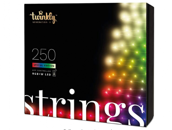 Twinkly - TWS250SPP Special Edition 250 RGB+White LED String Lights - App-Controlled LED Christmas Lights with Green Cable (65.5ft) - IoT & Razer Chro