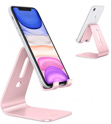 Upgraded Aluminum Cell Phone Stand, OMOTON C1 Durable Cellphone Dock with Protective Pads, Smart Stand Designed for iPhone 11 Pro Max XR XS 8 Plus 7 S