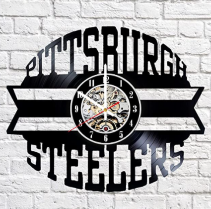 Vinyl Record Wall Clock Compatible with Pittsburgh Steelers Home Decor - Bedroom Wall Clock Pittsburgh Steelers Wall Art Decoration Gifts for Adults