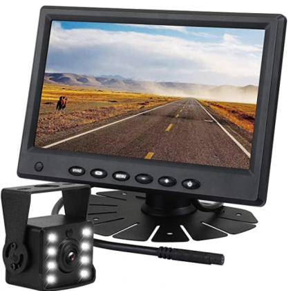WEIKAILTD Backup Camera Monitor Kit,IP69 Waterproof Rearview Reversing Rear View Camera,7’’ LCD Reversing Monitor Trucks,Trailers,RVs, Adjustable Rear