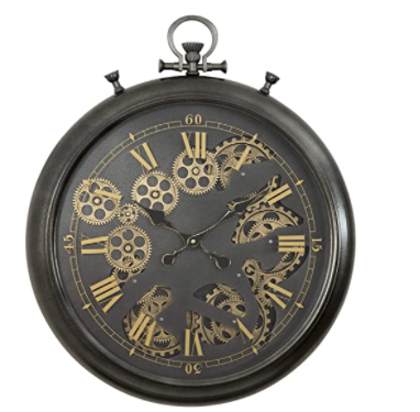 Yosemite Home Decor Black and Gold 23-Inch Gear Clock