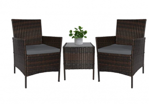 3-Piece Patio Furniture Set Outdoor Wicker Patio Furniture Home Garden Conversation Bistro Set with 