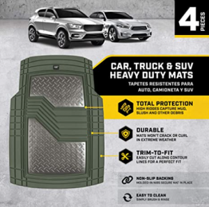 Caterpillar Heavy Duty Rubber Floor Mats for Car SUV Truck & Van-All Weather Protection, Front & Rea