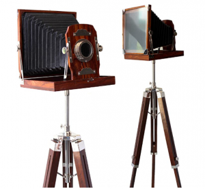 collectiblesBuy Vintage Look Wooden Folding Camera with Tripod Old Movie Prop Floor Standing Home De
