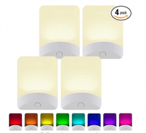 GE White Color-Changing LED Night Light, 4 Pack, Plug-in, Dusk-to-Dawn, Home Décor, UL-Listed, Idea