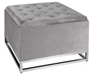 Inspire Me! Home Décor Caroline Ottoman with Inset Faux Marble Coffee Table Lid, Classy Pewter Grey