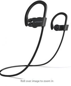 LETSCOM Bluetooth Headphones V5.0 IPX7 Waterproof, Wireless Sport Earphones, HiFi Bass Stereo Sweatp