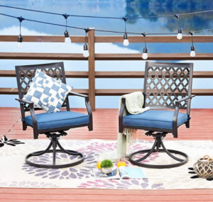 LOKATSE HOME Outdoor Patio Dinning Swivel Chairs Rocker Set of 2 Metal for Garden Backyard Furniture