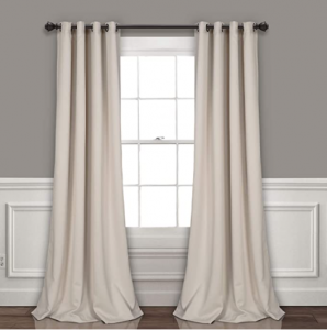 Lush Decor Wheat Curtains-Grommet Panel with Insulated Blackout Lining, Room Darkening Window Set (P