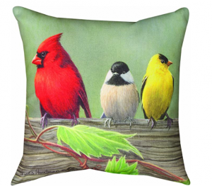 Manual Climaweave Indoor/Outdoor Square Decorative Throw Pillow, 18-Inch, Birds on a Line Cardinal