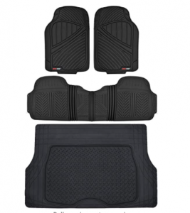 Motor Trend FlexTough Performance All Weather Rubber Car Floor Mats with Cargo Liner – Full Set Fr