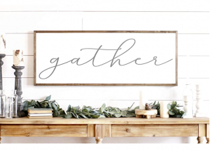 N/ A Gather Sign Gather Wood Sign Home Decor Sign Thanksgiving Signs Large Gather Sign Fall Wall Dec