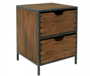 OSP Home Furnishings Clermont Storage Cabinet with 2 Drawers, Walnut Finish