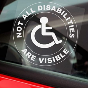 Platinum Place 1 x Not All Disabilities are Visible-Round-Van,Truck,Bus,Disabled Window Sticker-Sign
