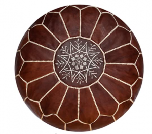 Premium Moroccan Leather Pouf - Handmade - Delivered Stuffed - Ottoman, Footstool, Floor Cushion (Ho