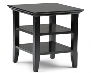 SIMPLIHOME Acadian SOLID WOOD 19 inch wide Square Rustic Contemporary End Side Table in Black with S