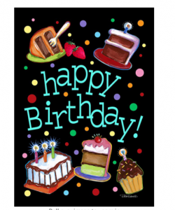 Toland Home Garden Happy Birthday Cake 28 x 40 Inch Decorative Party Double Sided House Flag