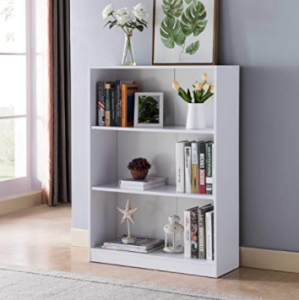 Toponeware IDUS11202678 Contemporary Style Bookcase with 3 Open Shelves in White Oak
