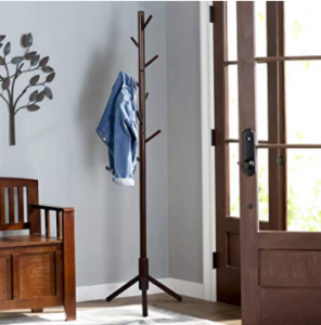 Vlush Sturdy Wooden Coat Rack Stand, Entryway Hall Tree Coat Tree with Solid Base for Hat,Clothes,Pu