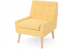 Christopher Knight Home Eilidh Buttoned Mid-Century Modern Fabric Chair, Muted Yellow / Natural