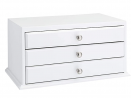 Amazon Basics Wooden Jewelry/Watch Box with Solid Top - 3-Drawer, White