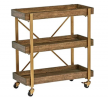 Amazon Brand – Rivet 3-Tiered Rustic Metallic Rolling Wood and Metal Bar Cart, 29.9