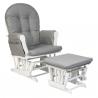 Babylo Milan Glider Chair and Footstool - White and Grey