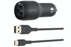 Belkin Boost Charge Dual USB-A Car Charger + USB-A to USB-C Cable