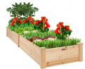 Best Choice Products 96x24x10in Outdoor Wooden Raised Garden Bed Planter for Vegetables, Grass, Lawn