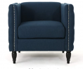 Christopher Knight Home Alira Modern Tufted Fabric Arm Chair, Navy Blue / Dark Brown