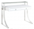Coaster Home Furnishings Gemma 2-Drawer Glossy White and Chrome Writing Desk, 48