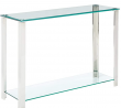 Cortesi Home Melissa Double Shelf Glass & Metal Console Table, Silver