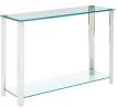 Cortesi Home Melissa Double Shelf Glass & Metal Console Table, Silver