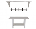 Decor Therapy Theresa Entryway Set Bench, Shelf, and Coat Rack, Coconut Milk White Pewter