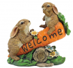 Design Toscano HF317387 Bunny Bunch Rabbits Outdoor Garden Statue Welcome Sign, 10 Inch, Full Color
