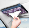 eing Car Tissue Box Holder- PU Leather Bling Crystal Van Truck Vehicle Napkin Cover for Backseat and