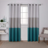 Exclusive Home Curtains Chateau Striped Faux Silk Grommet Top Curtain Panel Pair, 54x96, Teal, 2 Cou