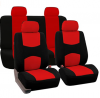 FH Group - FB050RED114 Universal Fit Full Set Flat Cloth Fabric Car Seat Cover, (Red/Black) (FH-FB05