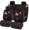 FH Group FB055114 Black Butterfly Embroidery Car Seat Cover (Full Set), Black with Butterfly Embroid