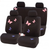 FH Group FB055114 Black Butterfly Embroidery Car Seat Cover (Full Set), Black with Butterfly Embroid